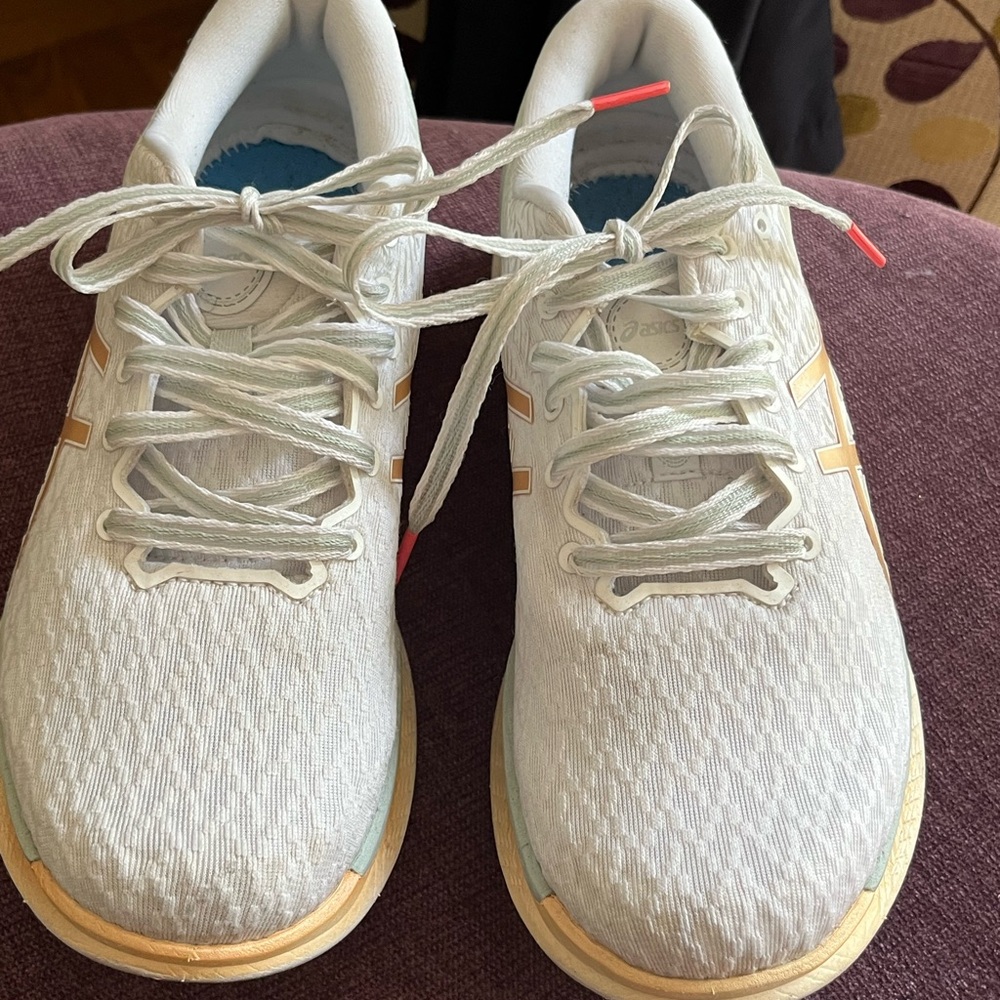 ASICS Women's Athletic Shoes in White and Gold
